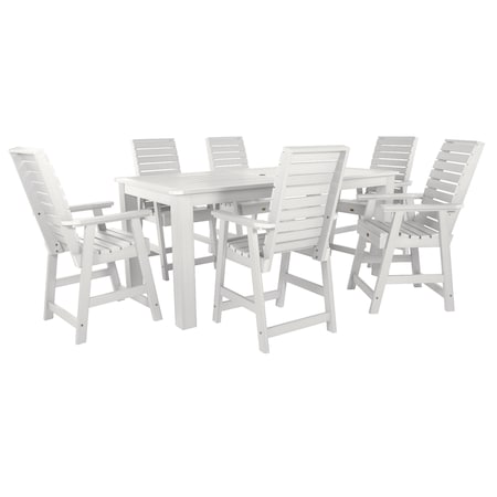 Highwood Usa Weatherly 7pc Rectangular Counter Height Outdoor Patio Furniture Dining Set 84 x 42 AD-ST7WL2CO5BA-WHE